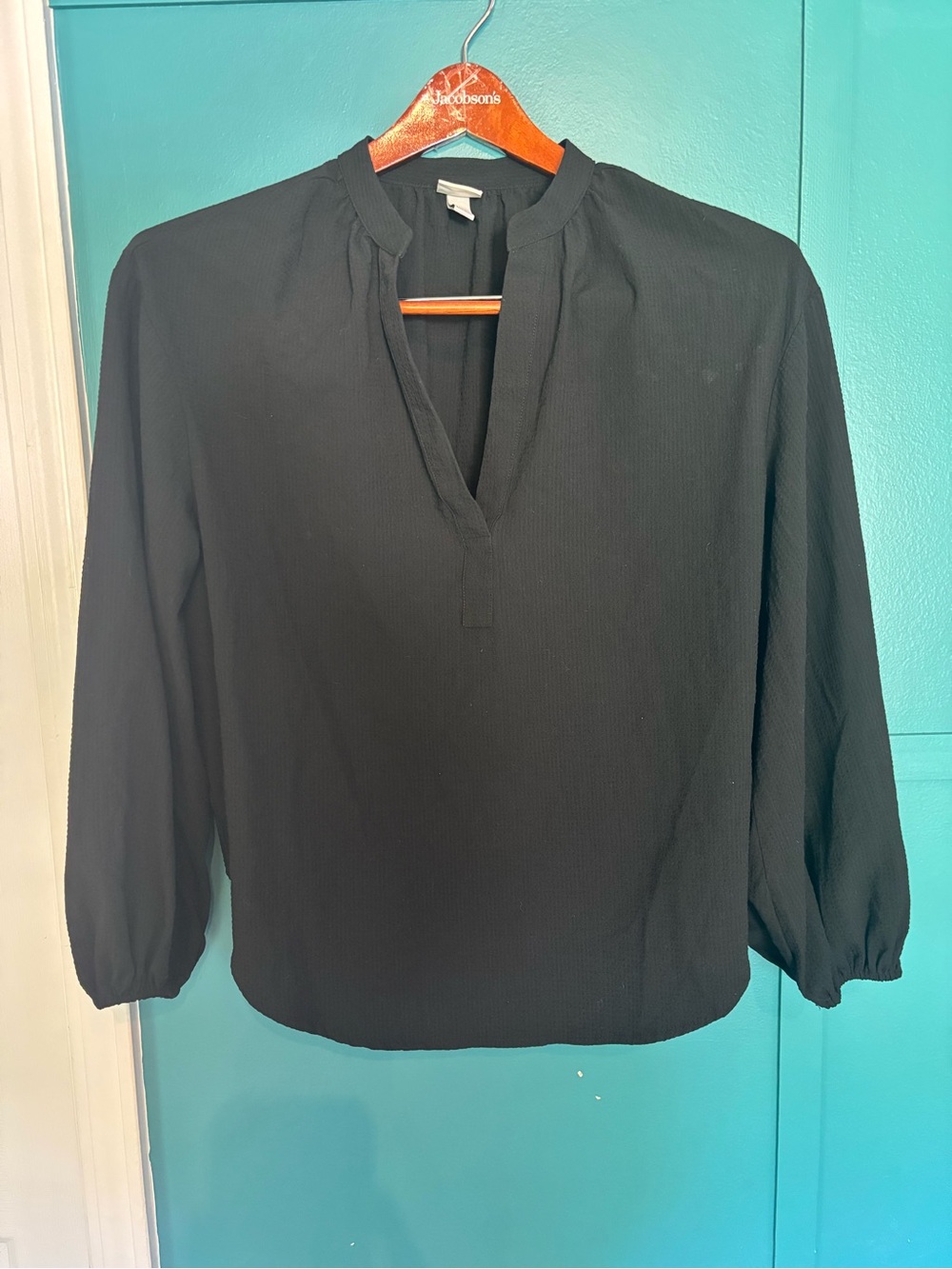 A New Day Classic Black Women's V-Neck Blouse Size medium